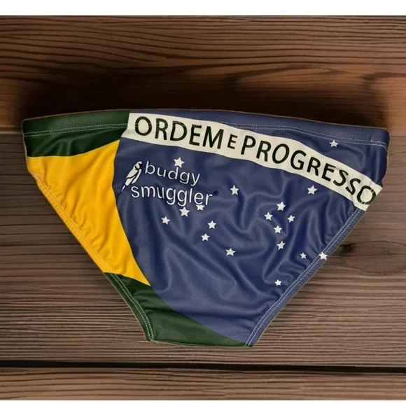 Men's Green and Yellow Swim Briefs - Picture 4 of 6